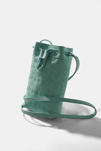 TURQUOISE MONOGRAM LEATHER BAG 5