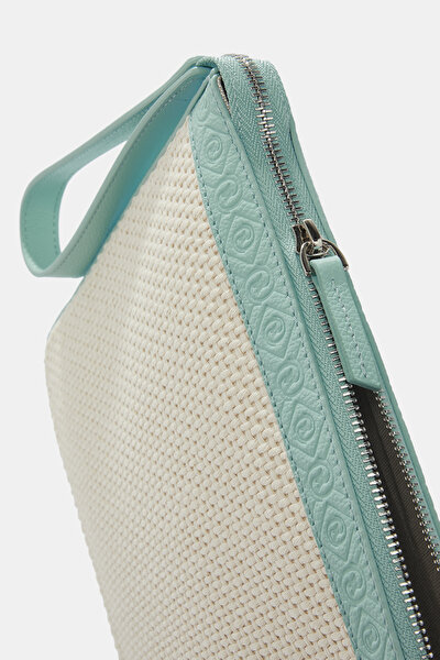 TURQUOISE MONOGRAM LEATHER BAG 5