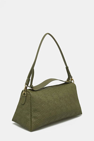 KHAKI MONOGRAM LEATHER BAG 3