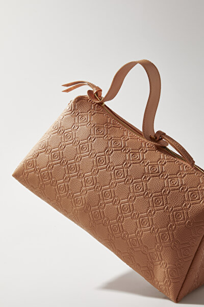 DARK ORANGE MONOGRAM LEATHER BAG 5