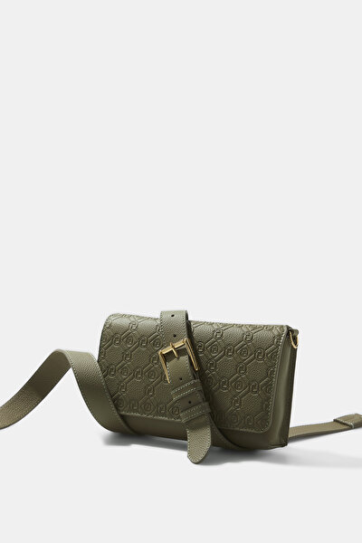 KHAKI MONOGRAM LEATHER BAG 5