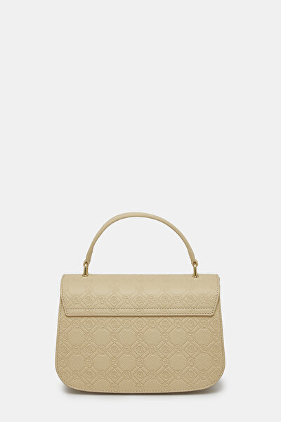 BEIGE MONOGRAM LEATHER BAG 4