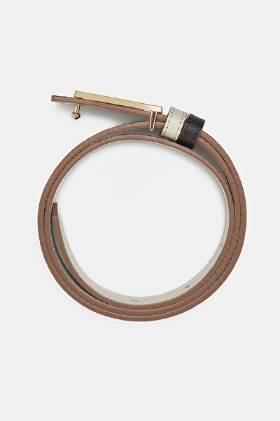 ECRU MONOGRAM LEATHER BELT 3