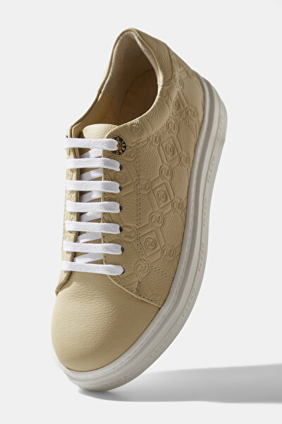BEIGE MONOGRAM LEATHER SHOE 4
