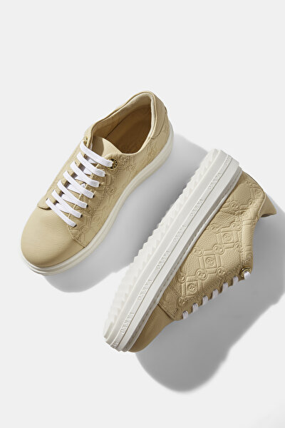 BEIGE MONOGRAM LEATHER SHOE 5