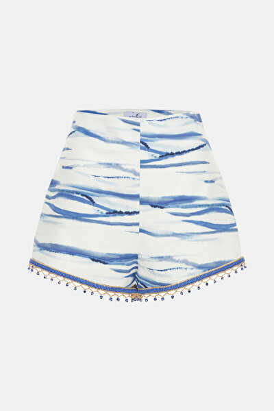 BLUE DESIGN FILLED SHORTS 5