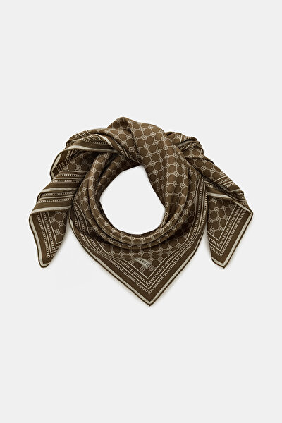 ECRU MONOGRAM TWILL SCARF 3