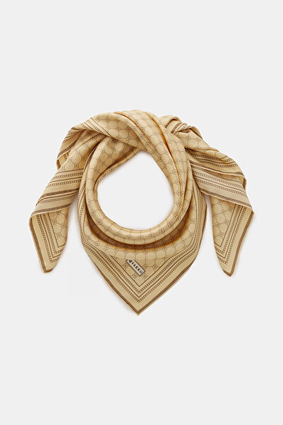 LIGHT YELLOW MONOGRAM TWILL SCARF 3