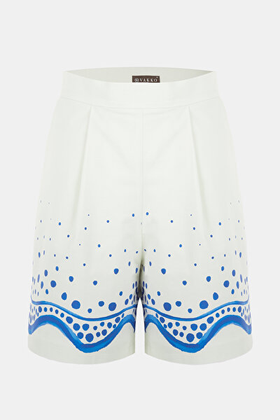 BLUE DESIGN FILLED SHORTS 4