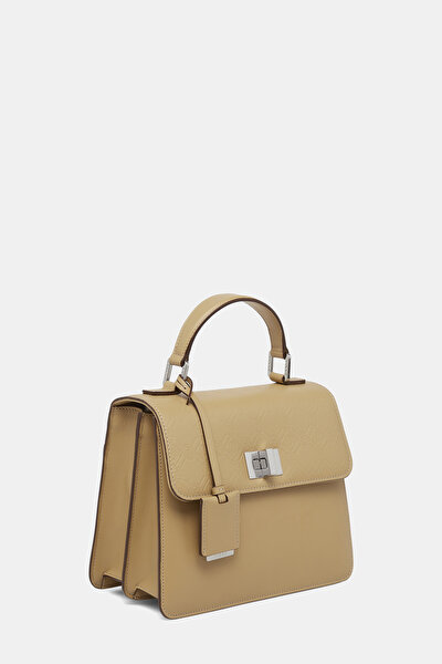 BEIGE MONOGRAM LEATHER BAG 3