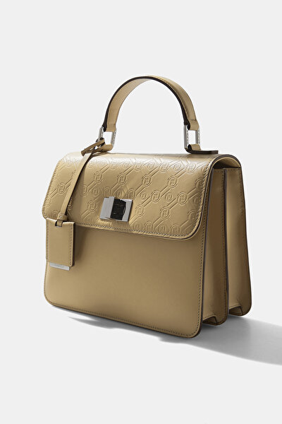 BEIGE MONOGRAM LEATHER BAG 5