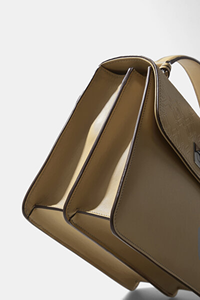 BEIGE MONOGRAM LEATHER BAG 8