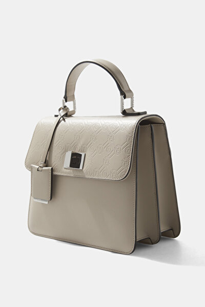 SAND MONOGRAM LEATHER BAG 5