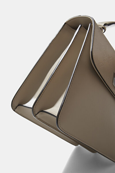 SAND MONOGRAM LEATHER BAG 8
