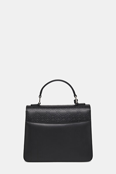 BLACK MONOGRAM LEATHER BAG 3