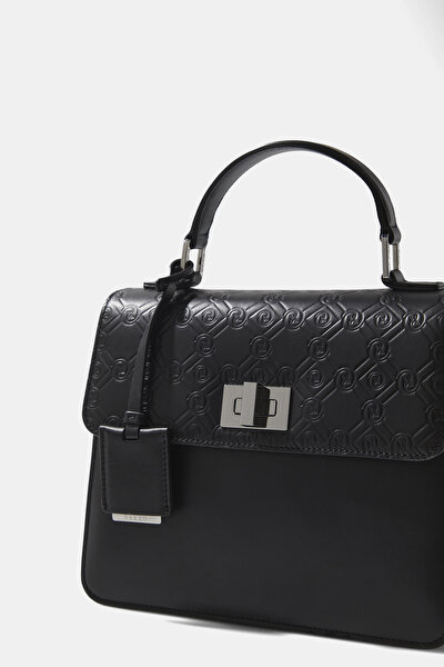 BLACK MONOGRAM LEATHER BAG 5