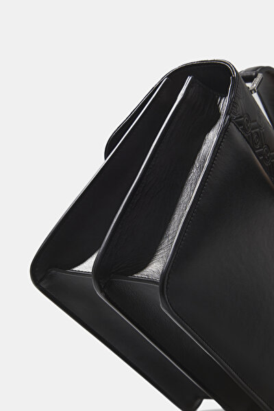 BLACK MONOGRAM LEATHER BAG 8