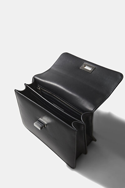 BLACK MONOGRAM LEATHER BAG 9