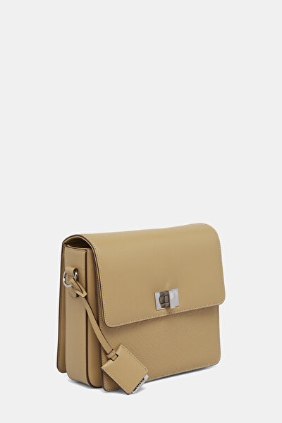 BEIGE MONOGRAM LEATHER BAG 3