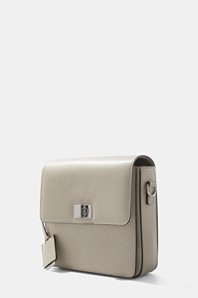 SAND MONOGRAM LEATHER BAG 5