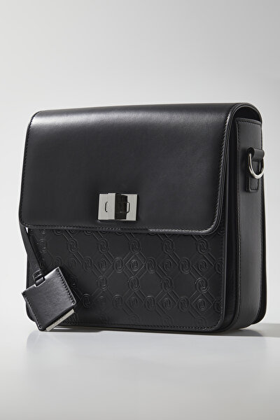 BLACK MONOGRAM LEATHER BAG 5