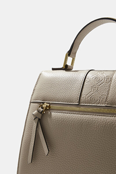 SAND MONOGRAM LEATHER BAG 8