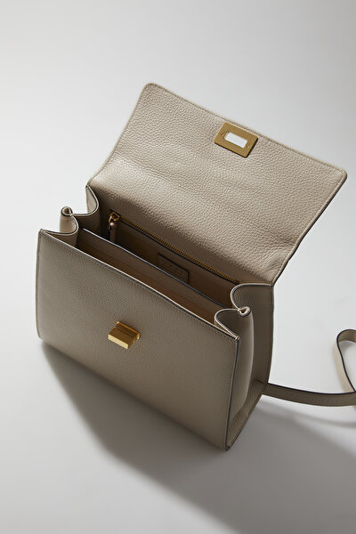 SAND MONOGRAM LEATHER BAG 9