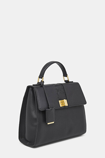 BLACK MONOGRAM LEATHER BAG 3