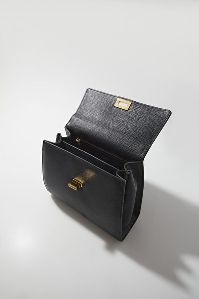 BLACK MONOGRAM LEATHER BAG 8