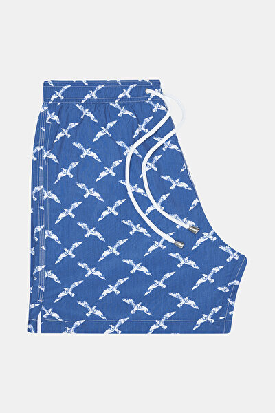 NAVY BLUE DESIGN FILLED ELASTIC SWIMSUIT 4