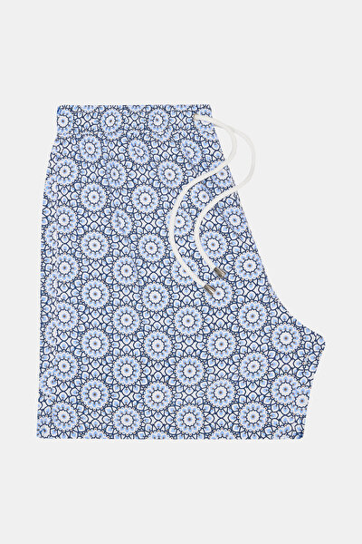 DARK BLUE MOTİF ELASTIC SWIMSUIT 4