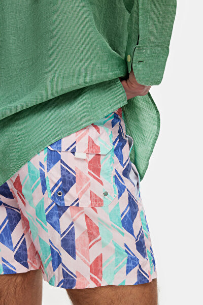 PINK GEOMETRIC DESIGN ELASTIC SWIMSUIT 4