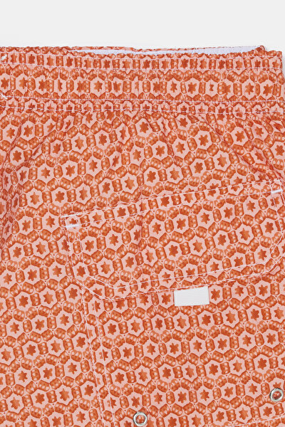 ORANGE GEOMETRIC DESIGN ELASTIC SWIMSUIT 3