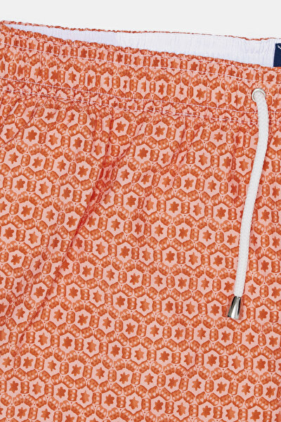 ORANGE GEOMETRIC DESIGN ELASTIC SWIMSUIT 4