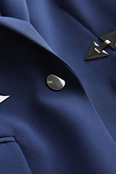 NAVY BLUE SURPLICE NECKLINE (CROSS-OVER NECKLINE) JACKET 4