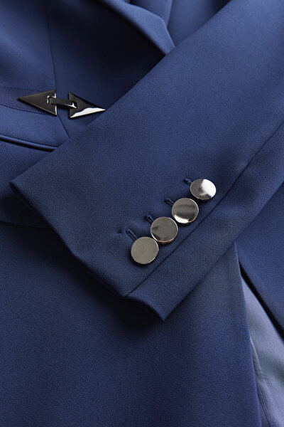 NAVY BLUE SURPLICE NECKLINE (CROSS-OVER NECKLINE) JACKET 5