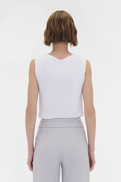 GREY V NECK SLEEVELESS TSHIRT 3