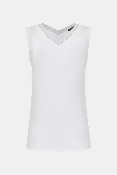 GREY V NECK SLEEVELESS TSHIRT 4