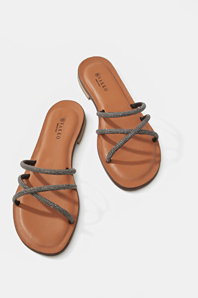 DARK GREY LEATHER SLIPPER 4