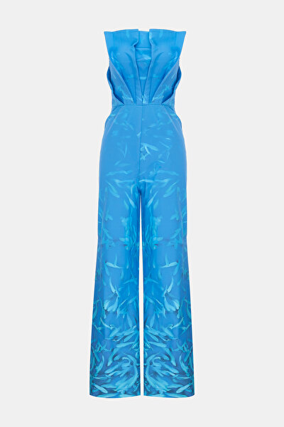 TURQUOISE STRAPLESS SLEEVELESS JUMPSUIT 3