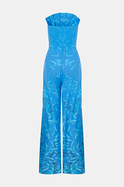 TURQUOISE STRAPLESS SLEEVELESS JUMPSUIT 4