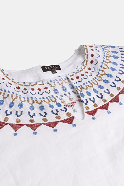 WHITE LINEN KAFTA 3