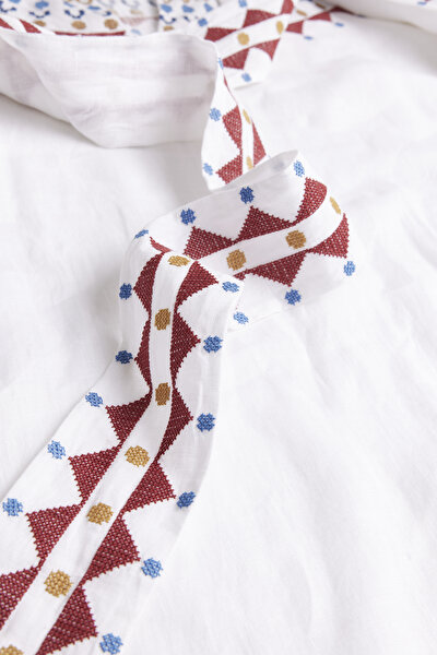 WHITE LINEN KAFTA 5