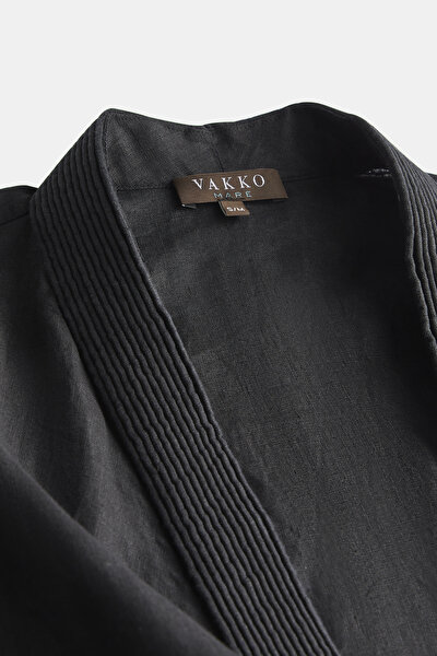 SİYAH KETEN KAFTAN 4
