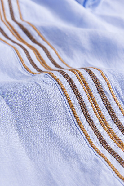 AÇIK MAVİ KETEN KAFTAN 4