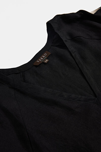 BLACK LINEN CAFTAN 3