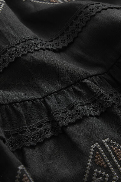SİYAH KETEN KAFTAN 5