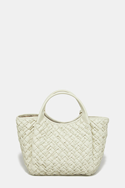 ECRU KNITTING DESIGN LEATHER BAG 4