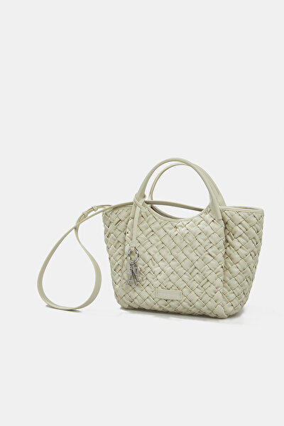 ECRU KNITTING DESIGN LEATHER BAG 5