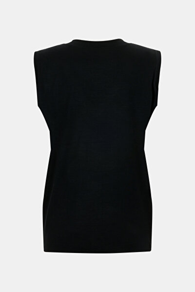 BLACK V NECK SLEEVELESS TSHIRT 5